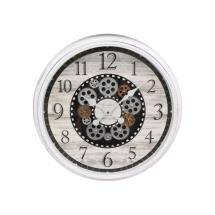 55cm White Clock with Moving Cogs (Window Box)