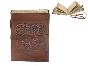 8x5" Leather Journal with Embossed Heart Design 20x13cm